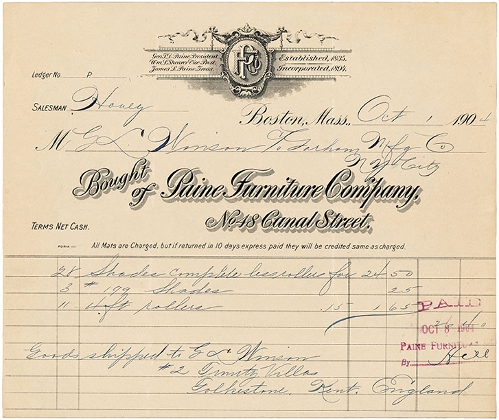 An image of an early 20th century inovoice to help the readers understand how invoices looked in the earlier days.